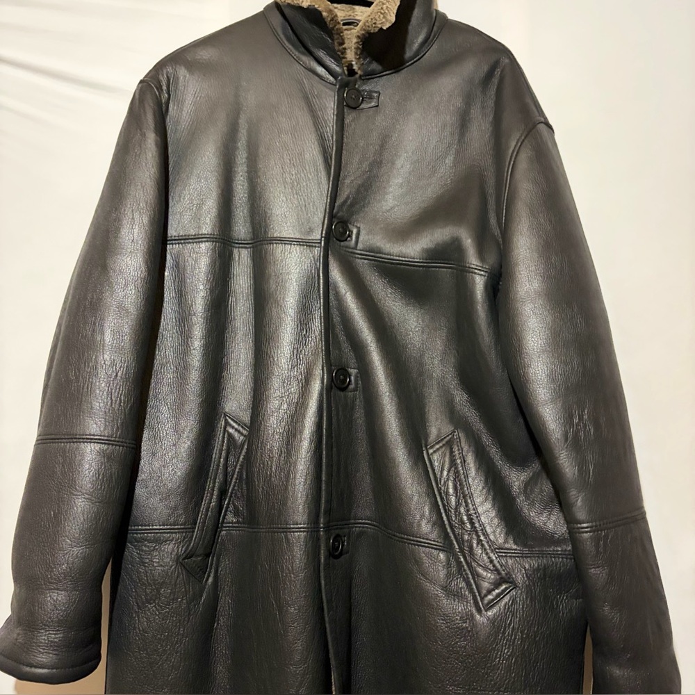 Men's Classic Black Leather Shearling